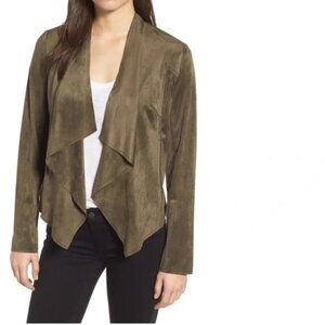 Kut From the Kloth Tayanita faux suede jacket large open olive green waterfall